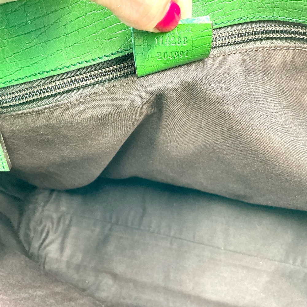 ✨Gucci ✨Beige GG Canvas Tote with Green Leather Trim - Picture 6 of 6
